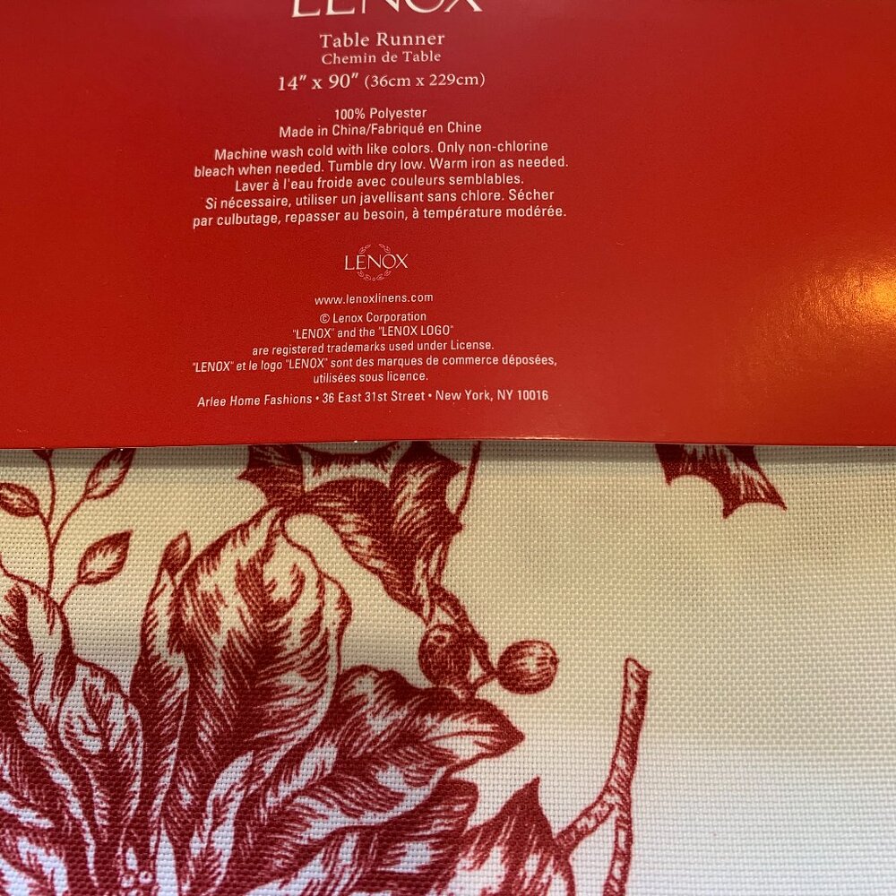 Lenox Poinsettia Toile Table Runner 14"x90" - Picture 5 of 6